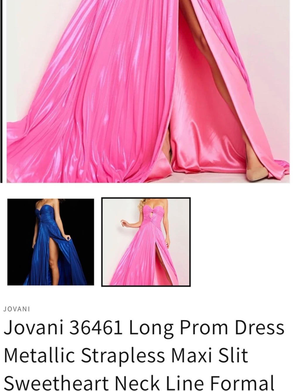 Jovani Hot Pink Strapless Prom Gown with High Slit - Picture 2 of 4